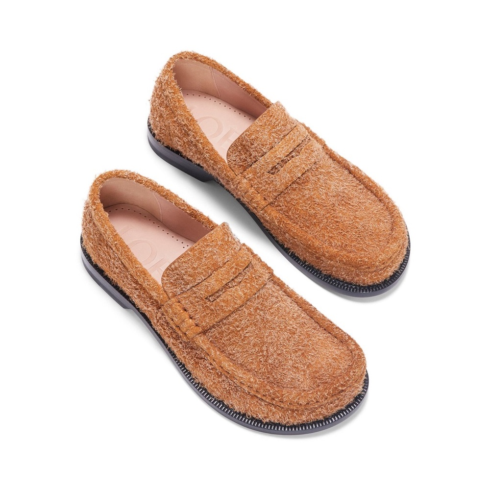 Loewe Campo Slip-On Loafers in Tan brushed suede